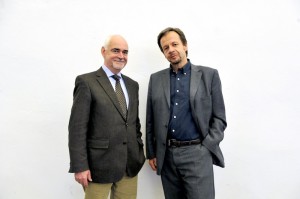 Thierry Béguin, Président Cinéforom, et Gilles Marchand, Directeur RTS, lors du festival Visions du Réel à Nyon