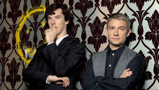 Benedict Cumberbath ( Sherlock Holmes ) et Martin Freeman (Dr Watson) version BBC