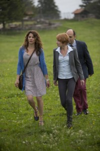 Le trio d'acteurs présents au Locle pour la première du 8 janvier, Catherine Renaud, Marie Druc et Pierre Mifsud. La présence de l'excellente actrice québecoise permettra-t-elle d'intéresser la télévision canadienne à la série romande ?