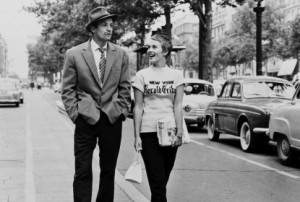 Le duo d'"A bout de souffle" de J.L.Godard,JBelmondo et jean Seberg.
