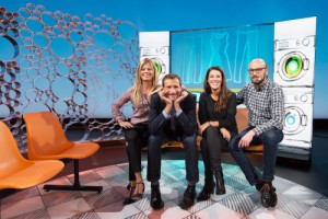 Claire Braillard / Jost Reding / Delphine Mistelli / Yann-Olivier Wicht / Quatre chroniqueurs de "La grande lessive" (Photo RTS/Laurent Bleuze)